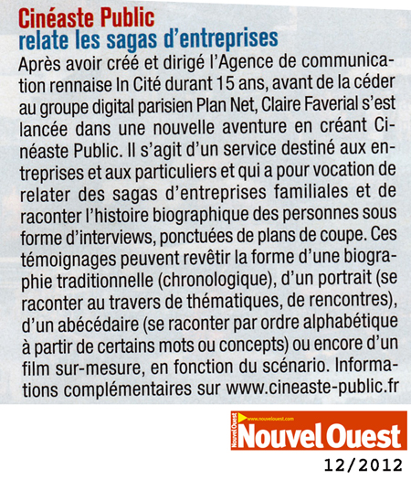 article de presse Le nouvel ouest